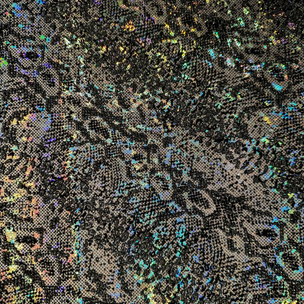 1 Yard Snake Flocking Glitter Hologram Nylon Spandex Fabric for Performance Wear, DIY Projects 60 Inch Width